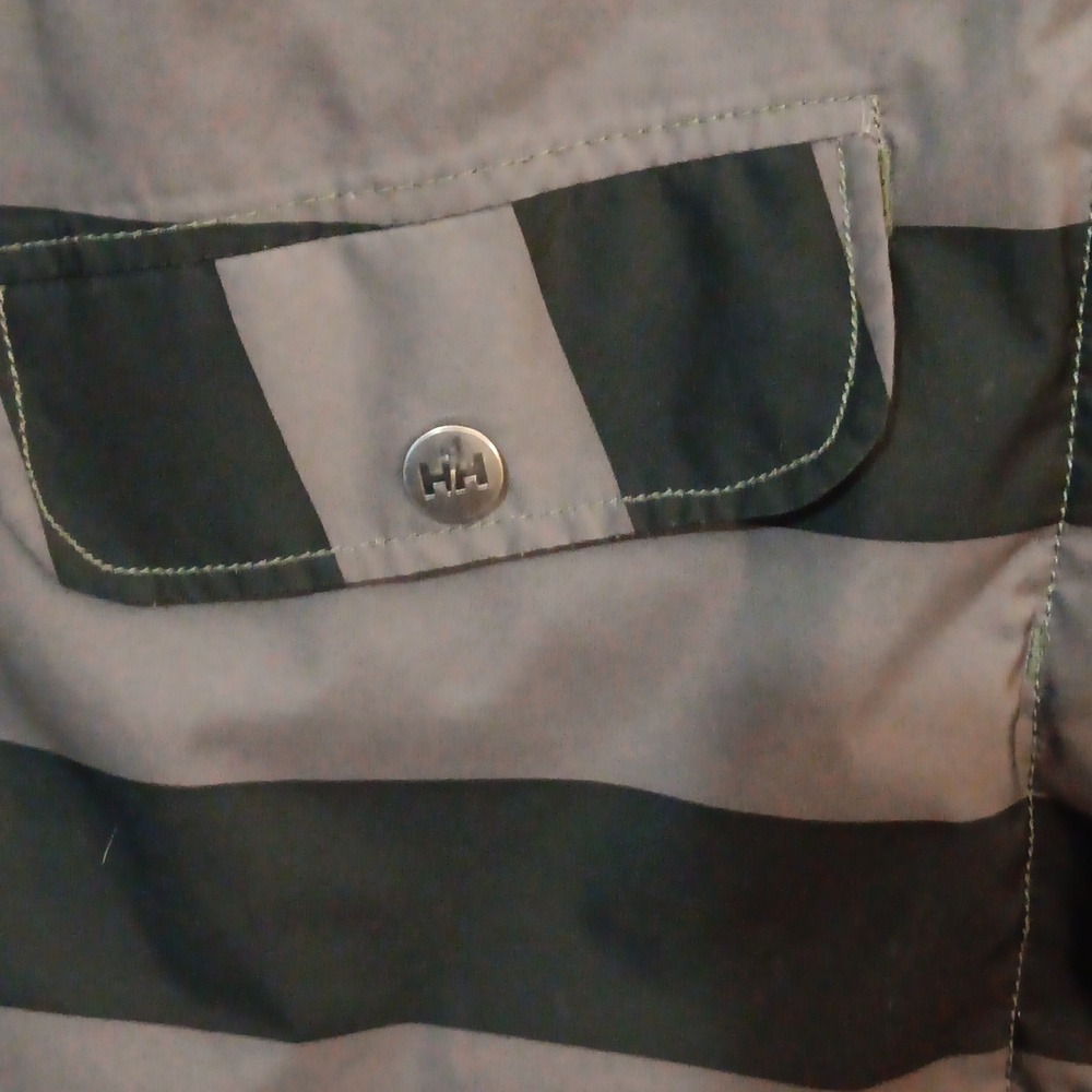 Helly Hansen Black and Gray Striped Hooded Jacket - Picture 2 of 15